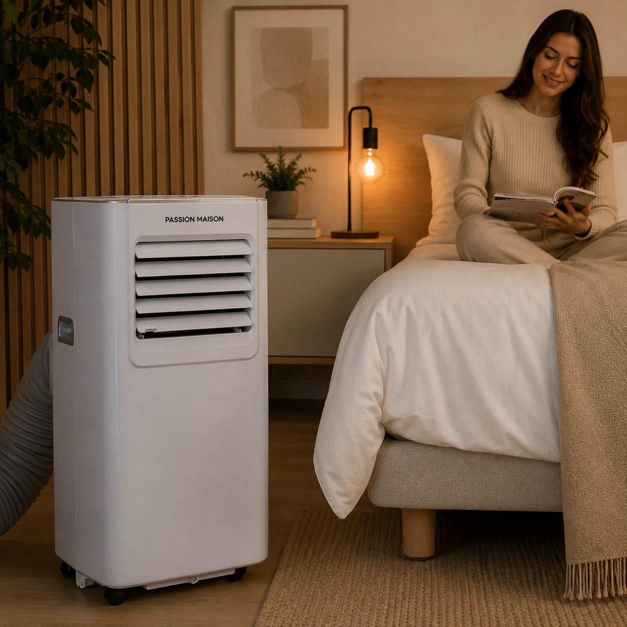 Climatiseur Mobile Passion Maison Breeze 7 – 7000 BTU, 4-en-1 avec Déshumidificateur, Télécommande & Kit Fenêtre