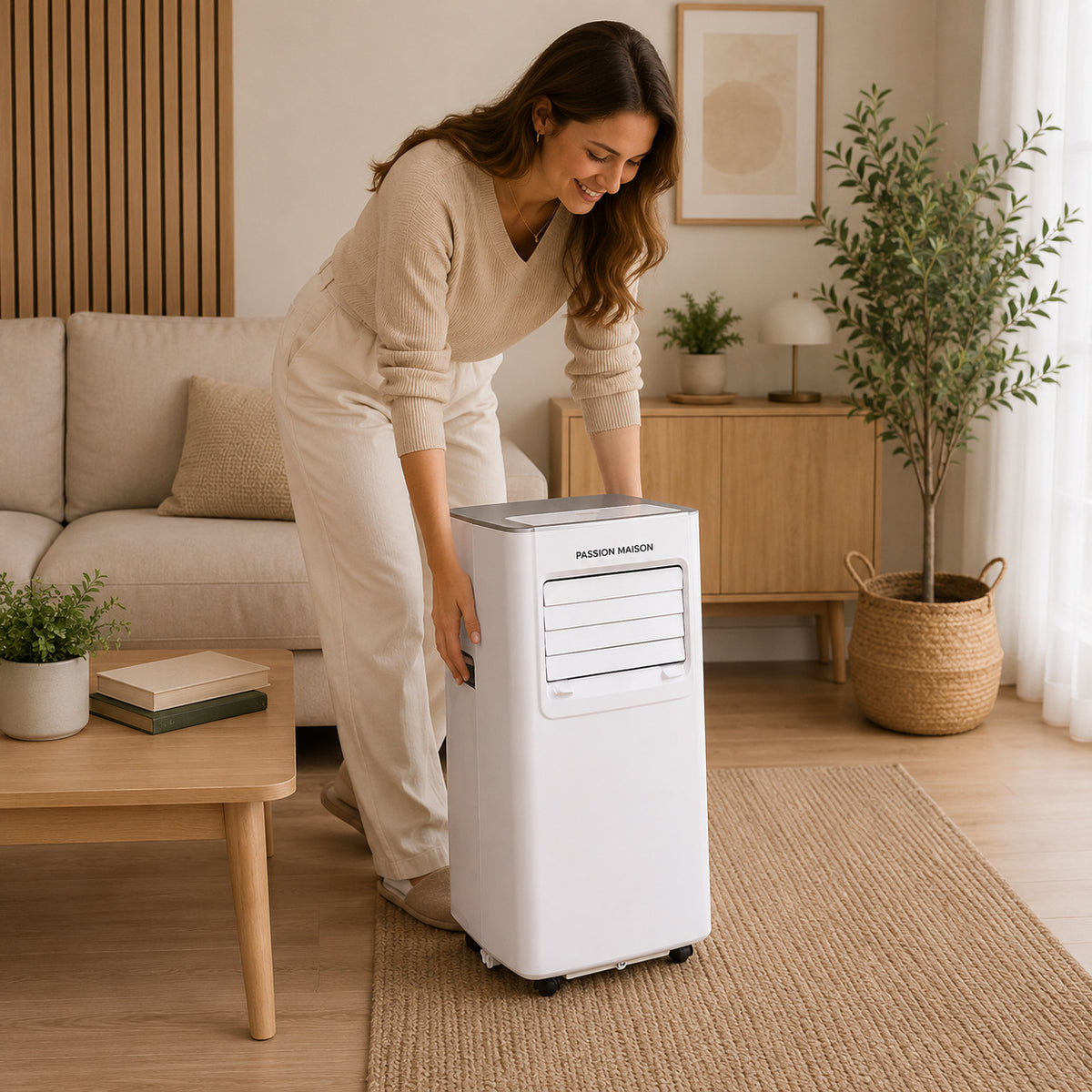 Climatiseur Mobile Passion Maison Breeze 7 – 7000 BTU, 4-en-1 avec Déshumidificateur, Télécommande & Kit Fenêtre