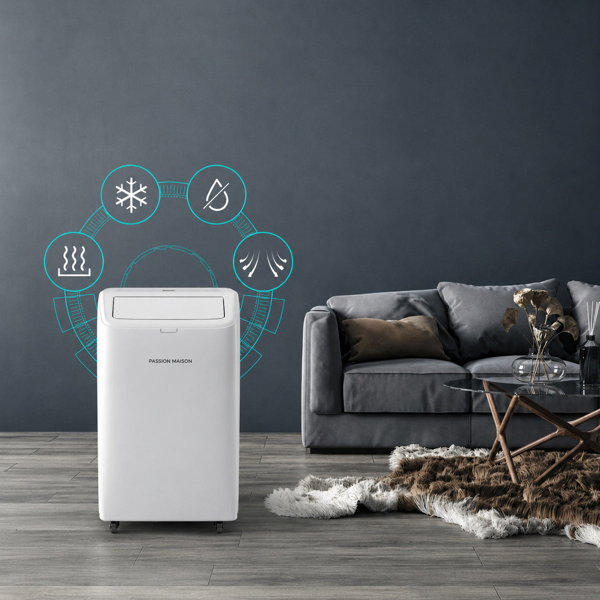 Climatiseur Mobile Wi-Fi 9000 BTU Passion Maison Nord 9 – 3-en-1 avec Déshumidificateur et Télécommande