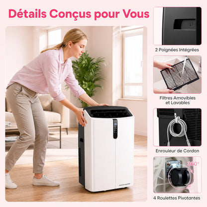 Climatiseur Mobile Réversible 14000 BTU Passion Maison Polar 14 – Wi-Fi, 5-en-1, Chauffage, Déshumidificateur & Kit Fenêtre