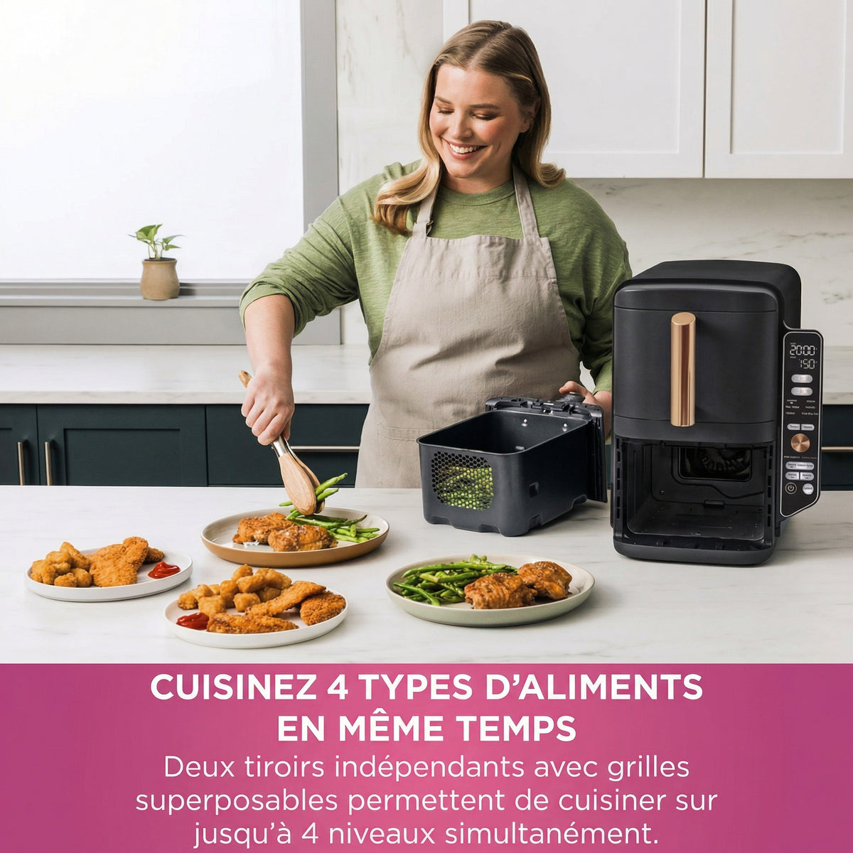 Air Fryer Double Tiroir Vertical 9,5L – Friteuse Sans Huile