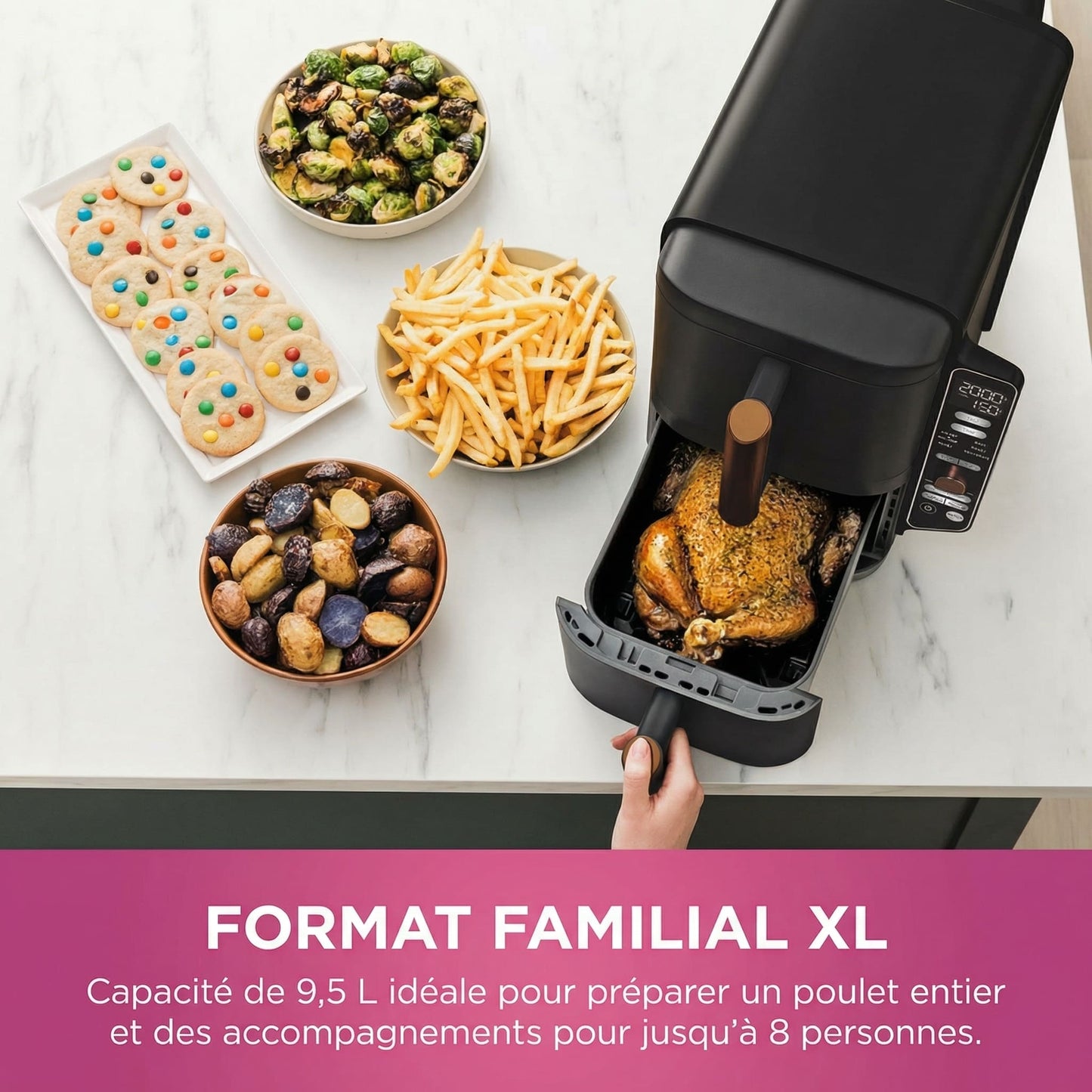 Air Fryer Double Tiroir Vertical 9,5L – Friteuse Sans Huile