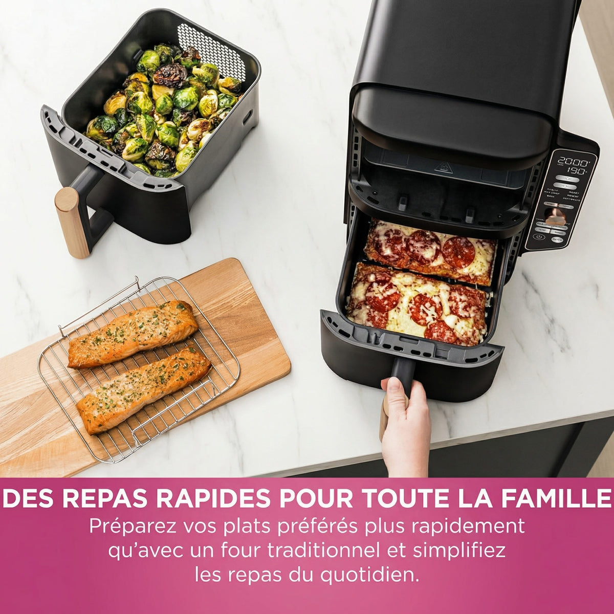 Air Fryer Double Tiroir Vertical 9,5L – Friteuse Sans Huile