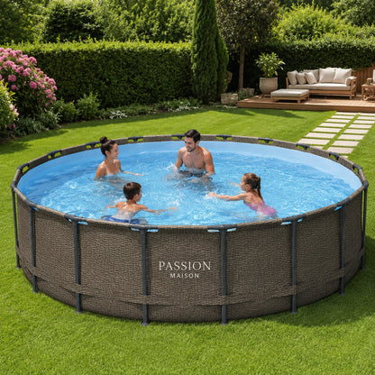 Piscine Tubulaire Ronde Passion Maison Azur 5,49m x 1,22m – Échelle, Bâche & Pompe Incluse