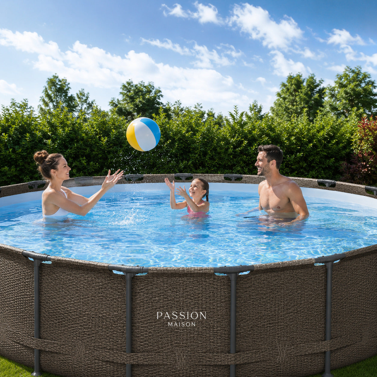 Piscine Tubulaire Ronde Passion Maison Azur 5,49m x 1,22m – Échelle, Bâche & Pompe Incluse