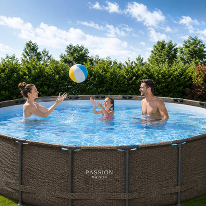 Piscine Tubulaire Ronde Passion Maison Azur 5,49m x 1,22m – Échelle, Bâche & Pompe Incluse