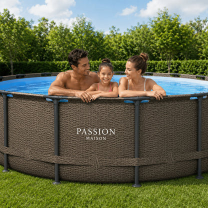 Piscine Tubulaire Ronde Passion Maison Azur 5,49m x 1,22m – Échelle, Bâche & Pompe Incluse
