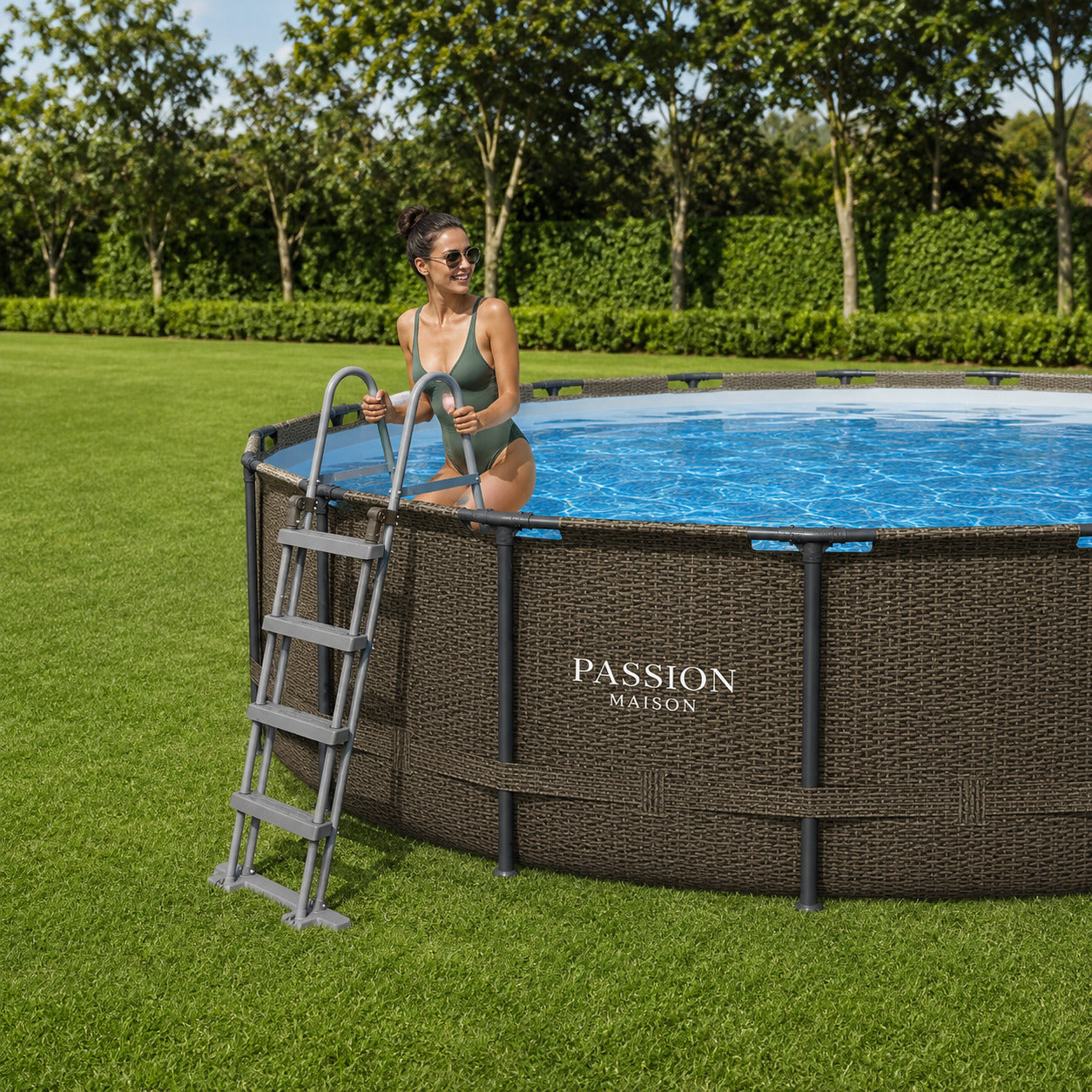 Piscine Tubulaire Ronde Passion Maison Azur 5,49m x 1,22m – Échelle, Bâche & Pompe Incluse