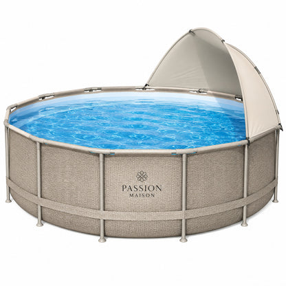Piscine Tubulaire Ronde Passion Maison Oasis 3,96m x 1,07m – Auvent, Échelle & Pompe Incluse