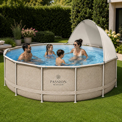 Piscine Tubulaire Ronde Passion Maison Oasis 3,96m x 1,07m – Auvent, Échelle & Pompe Incluse