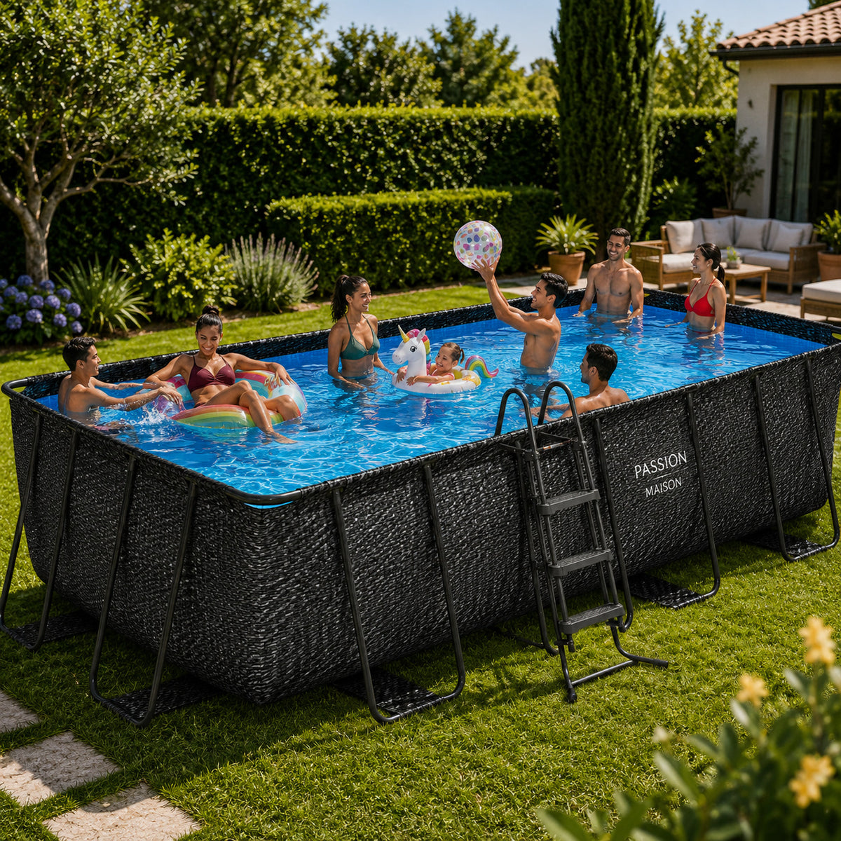 Piscine Tubulaire Rectangulaire Passion Maison Onyx XL 5,49m × 2,74m × 1,32m – Filtration à Cartouche 5,7 m³/h & Kit Complet