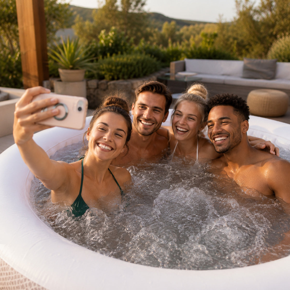 Spa Gonflable 4 Places Passion Maison Palma – 120 Buses de Massage, Chauffage 40°C & Protection Antigel